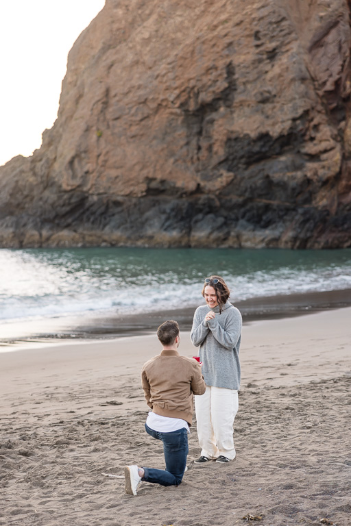 cute reaction to surprise proposal at Tennessee Beach